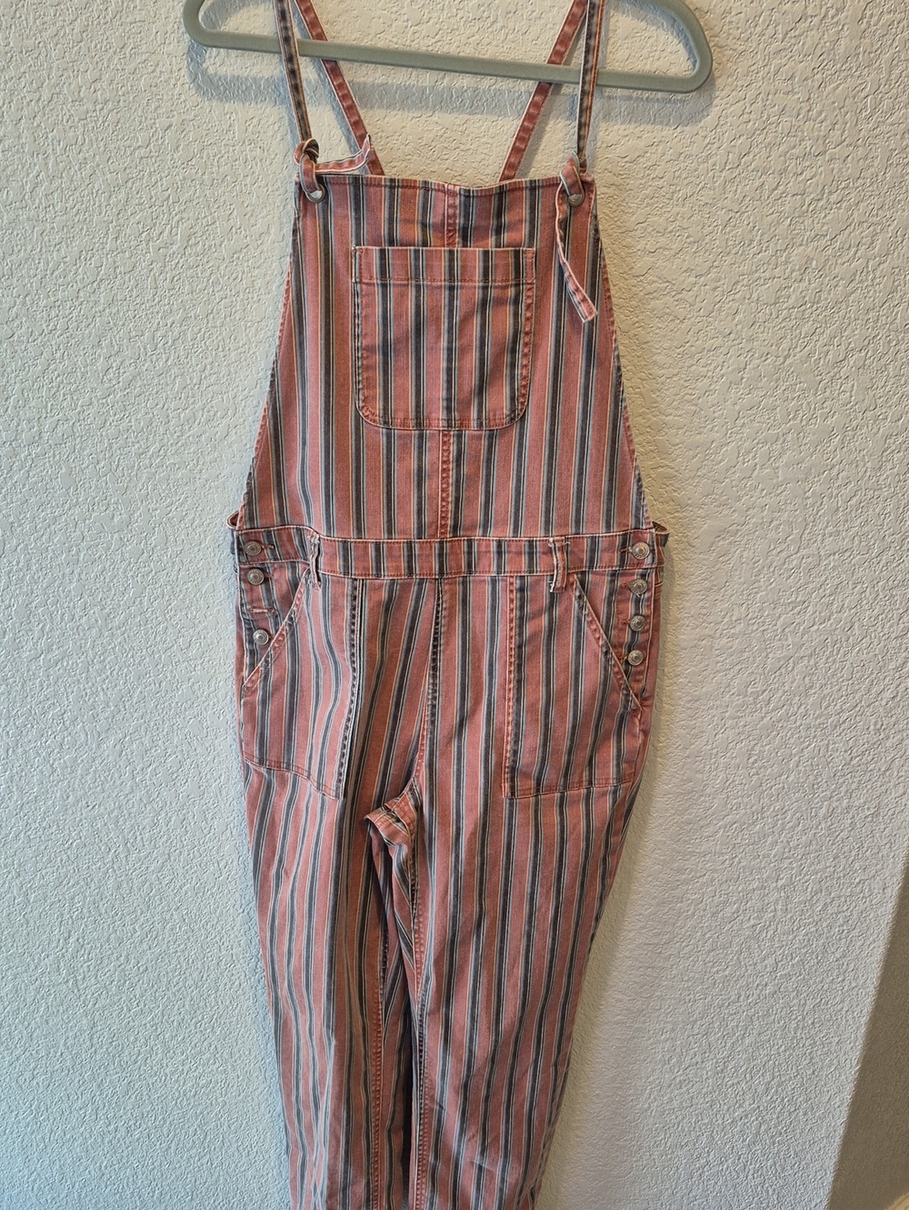 American Eagle Outfitters Striped Cotton Overalls Size Large